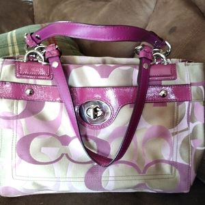 Coach Handbag #F17140 Penelope berry Optic Signature Handbag